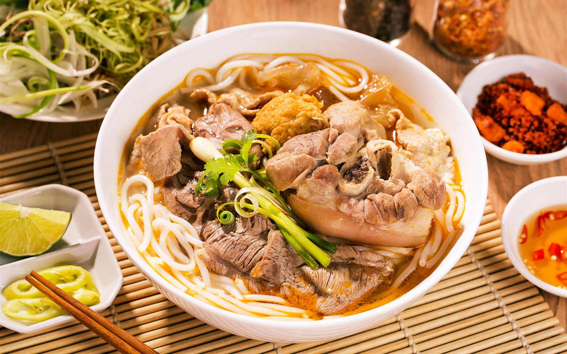 B&uacute;n B&ograve; Hue, a spicy beef noodle soup from Hue
